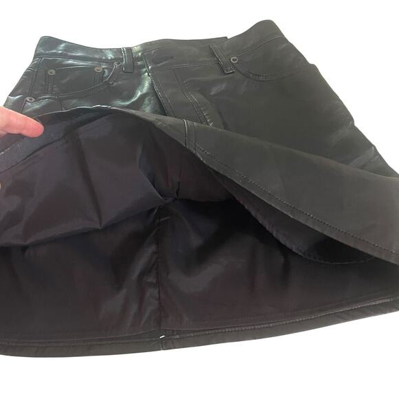 AGOLDE Black Criss Cross Recycled Leather Mini Skirt in Detox - Size 25/XS - Picture 13 of 16